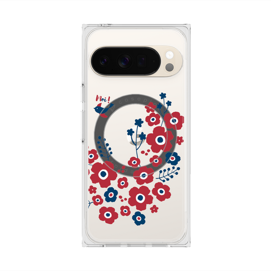 Premium Square Case with Pixelsnap［ Nordic Flower Bird ］