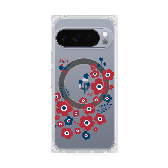 Premium Square Case with Pixelsnap［ Nordic Flower Bird ］