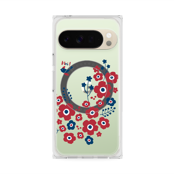 Premium Square Case with Pixelsnap［ Nordic Flower Bird ］