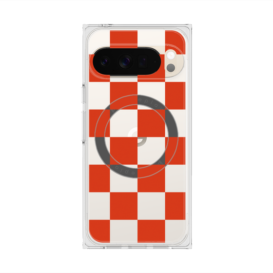 Premium Square Case with Pixelsnap［ Ichimatsu Pattern - Red ］