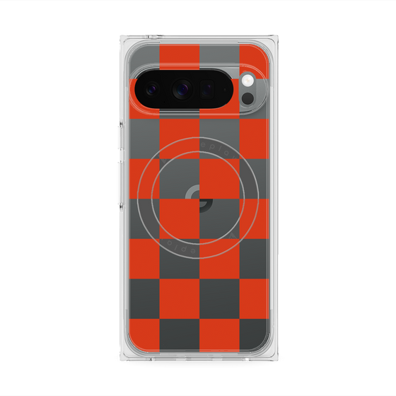 Premium Square Case with Pixelsnap［ Ichimatsu Pattern - Red ］