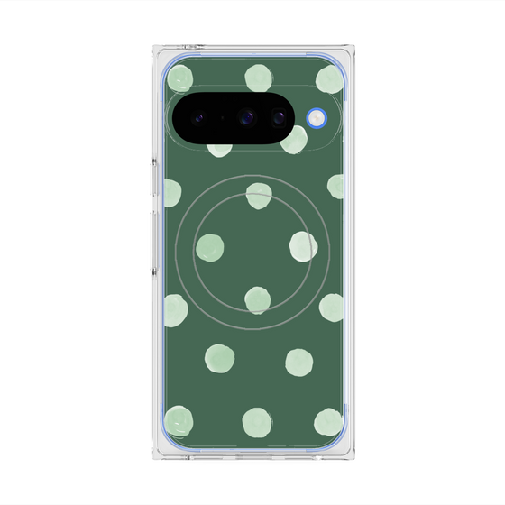 Premium Square Case with Pixelsnap［ Watercolor Dots Retro Color - Green ］