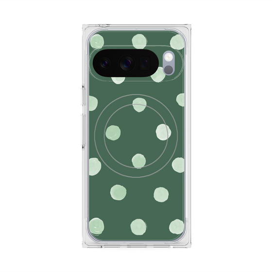 Premium Square Case with Pixelsnap［ Watercolor Dots Retro Color - Green ］