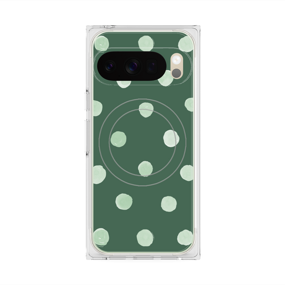 Premium Square Case with Pixelsnap［ Watercolor Dots Retro Color - Green ］