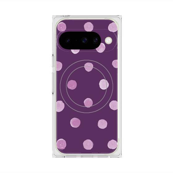 Premium Square Case with Pixelsnap［ Watercolor Dots Retro Color - Purple ］