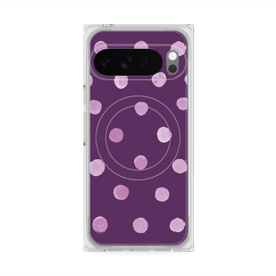Premium Square Case with Pixelsnap［ Watercolor Dots Retro Color - Purple ］
