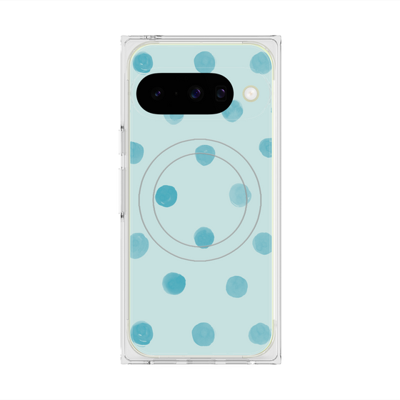 Premium Square Case with Pixelsnap［ Watercolor Dots Retro Color - Light Blue ］