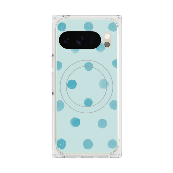 Premium Square Case with Pixelsnap［ Watercolor Dots Retro Color - Light Blue ］