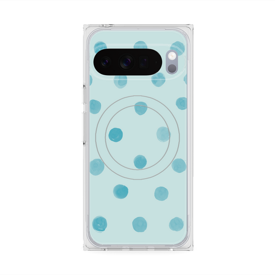 Premium Square Case with Pixelsnap［ Watercolor Dots Retro Color - Light Blue ］
