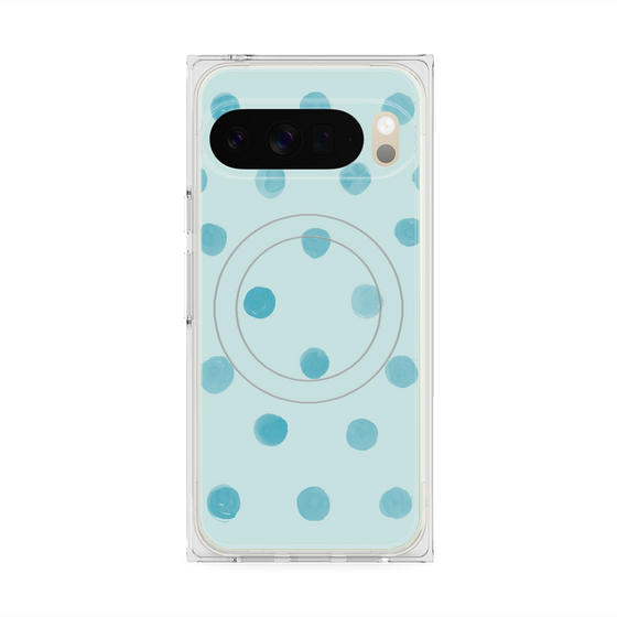 Premium Square Case with Pixelsnap［ Watercolor Dots Retro Color - Light Blue ］