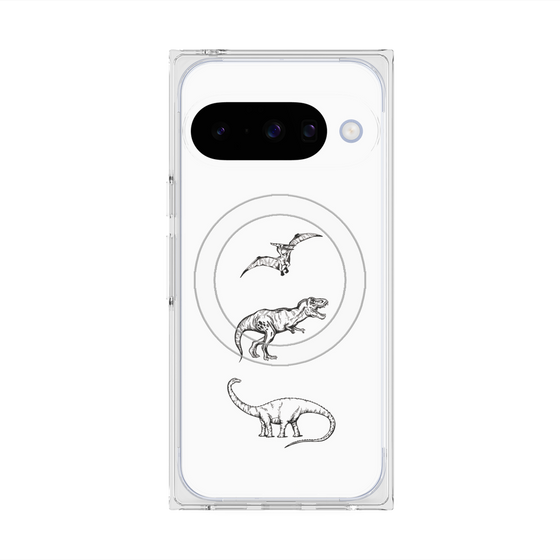 Premium Square Case with Pixelsnap［ Dinosaurs No.1 - White ］