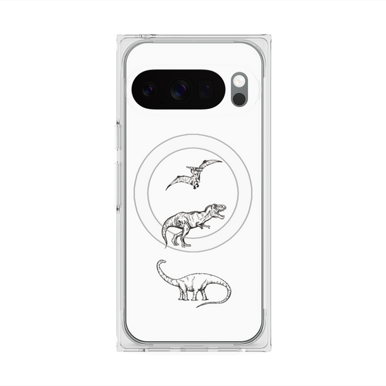 Premium Square Case with Pixelsnap［ Dinosaurs No.1 - White ］