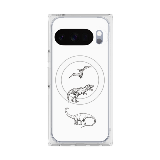 Premium Square Case with Pixelsnap［ Dinosaurs No.1 - White ］