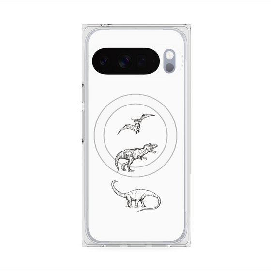 Premium Square Case with Pixelsnap［ Dinosaurs No.1 - White ］