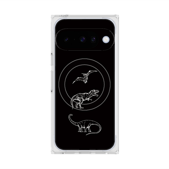 Premium Square Case with Pixelsnap［ Dinosaurs No.1 - Black ］