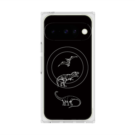 Premium Square Case with Pixelsnap［ Dinosaurs No.1 - Black ］