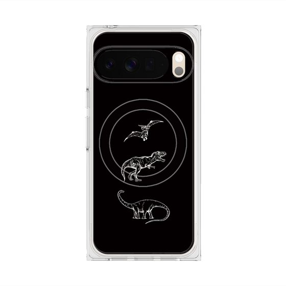 Premium Square Case with Pixelsnap［ Dinosaurs No.1 - Black ］