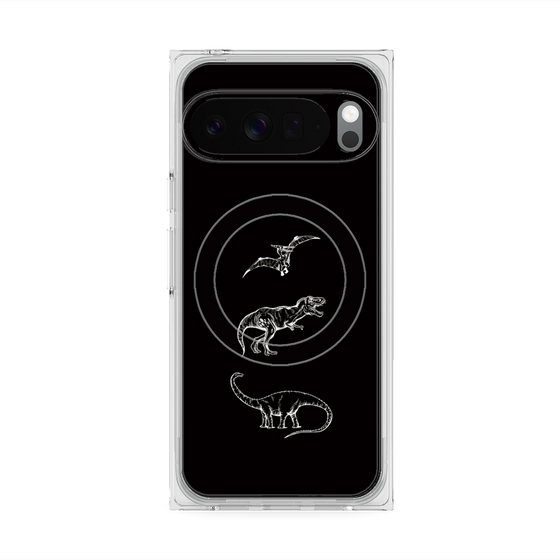 Premium Square Case with Pixelsnap［ Dinosaurs No.1 - Black ］
