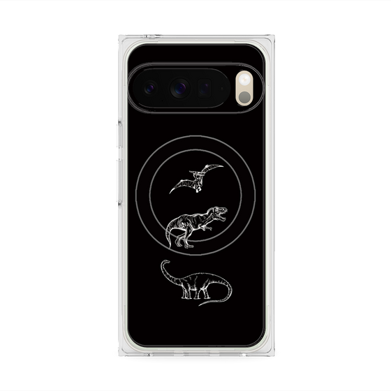 Premium Square Case with Pixelsnap［ Dinosaurs No.1 - Black ］