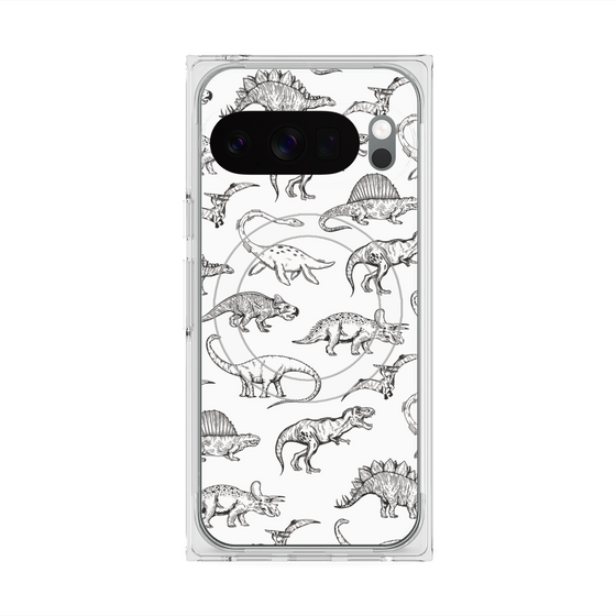 Premium Square Case with Pixelsnap［ Dinosaurs No.2 - White ］