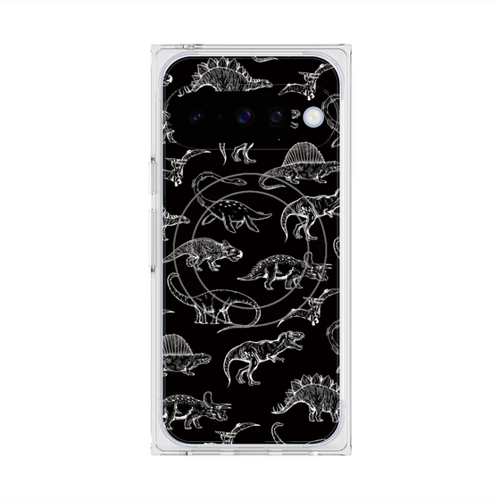 Premium Square Case with Pixelsnap［ Dinosaurs No.2 - Black ］