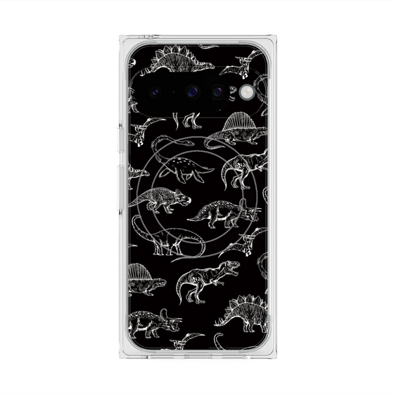 Premium Square Case with Pixelsnap［ Dinosaurs No.2 - Black ］