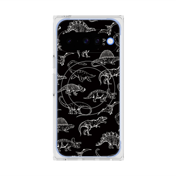 Premium Square Case with Pixelsnap［ Dinosaurs No.2 - Black ］