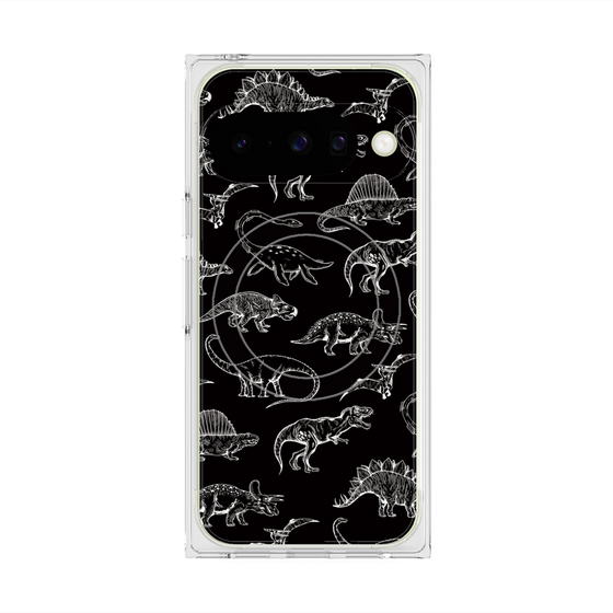 Premium Square Case with Pixelsnap［ Dinosaurs No.2 - Black ］