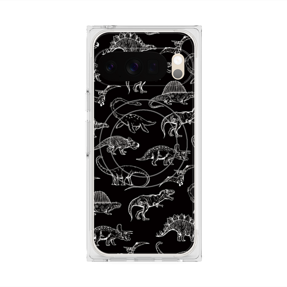 Premium Square Case with Pixelsnap［ Dinosaurs No.2 - Black ］