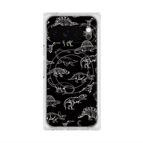 Premium Square Case with Pixelsnap［ Dinosaurs No.2 - Black ］