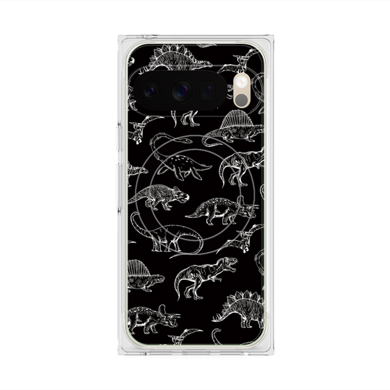 Premium Square Case with Pixelsnap［ Dinosaurs No.2 - Black ］