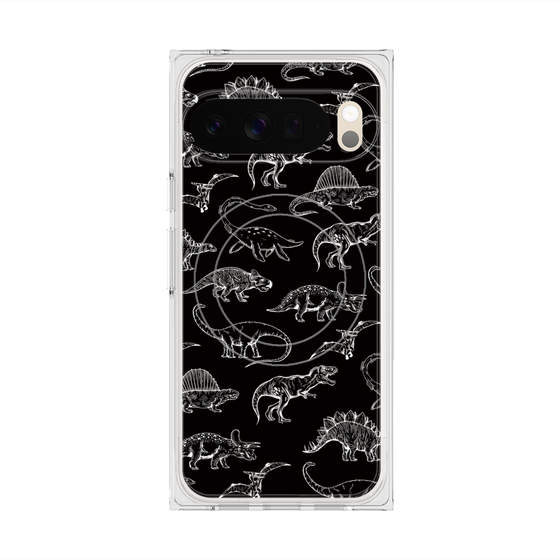 Premium Square Case with Pixelsnap［ Dinosaurs No.2 - Black ］