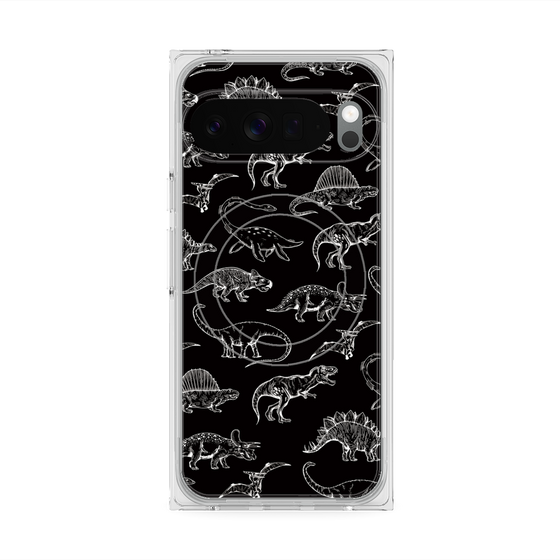 Premium Square Case with Pixelsnap［ Dinosaurs No.2 - Black ］