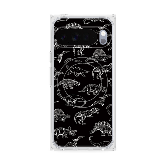 Premium Square Case with Pixelsnap［ Dinosaurs No.2 - Black ］