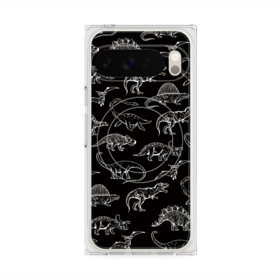 Premium Square Case with Pixelsnap［ Dinosaurs No.2 - Black ］