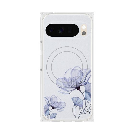 Premium Square Case with Pixelsnap［ Natural Flower - blue ］
