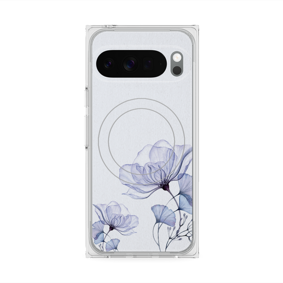 Premium Square Case with Pixelsnap［ Natural Flower - blue ］