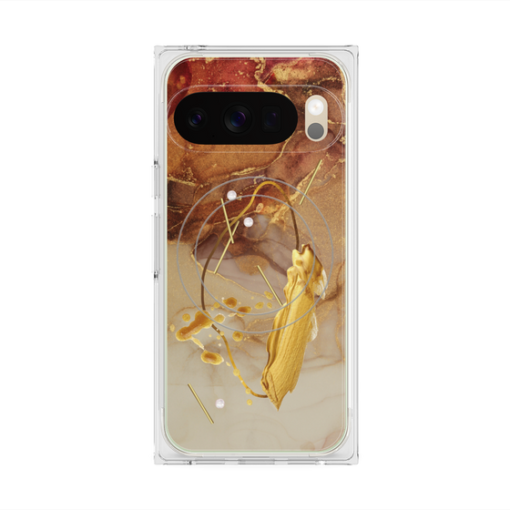 Premium Square Case with Pixelsnap［ Marble Nuance Painting Brown ］