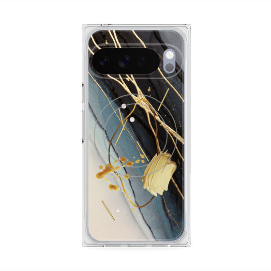 Premium Square Case with Pixelsnap［ Marble Nuance Painting Black ］