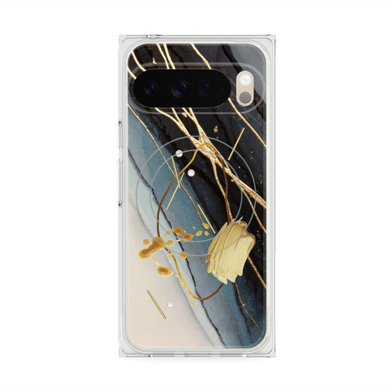 Premium Square Case with Pixelsnap［ Marble Nuance Painting Black ］