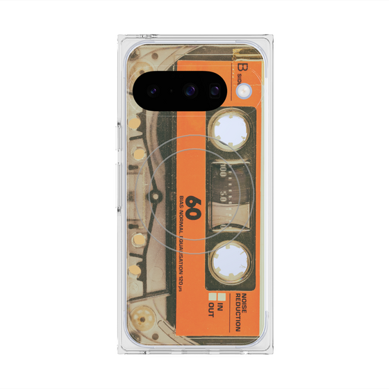 Premium Square Case with Pixelsnap［ RETORO CASSETTE TAPE - Skeleton Orange ］