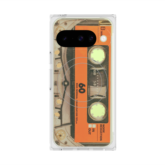 Premium Square Case with Pixelsnap［ RETORO CASSETTE TAPE - Skeleton Orange ］