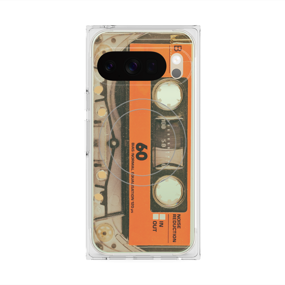 Premium Square Case with Pixelsnap［ RETORO CASSETTE TAPE - Skeleton Orange ］