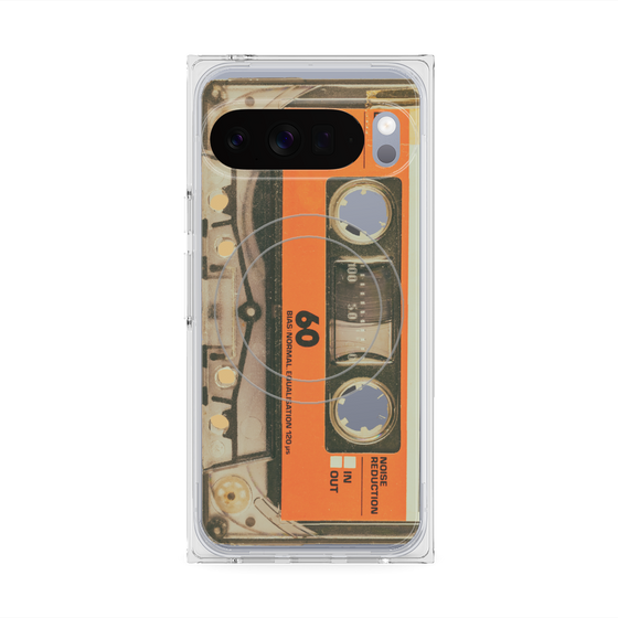 Premium Square Case with Pixelsnap［ RETORO CASSETTE TAPE - Skeleton Orange ］