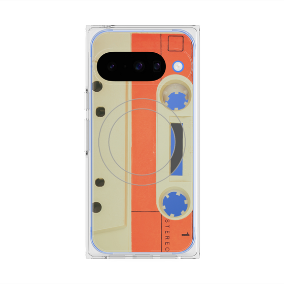 Premium Square Case with Pixelsnap［ RETORO CASSETTE TAPE - Opacity White ］