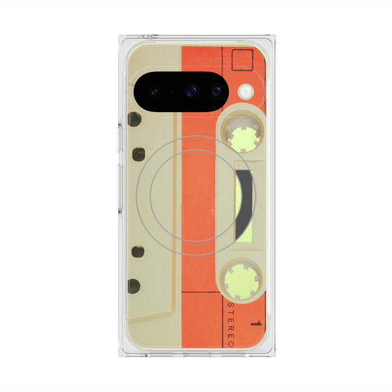 Premium Square Case with Pixelsnap［ RETORO CASSETTE TAPE - Opacity White ］
