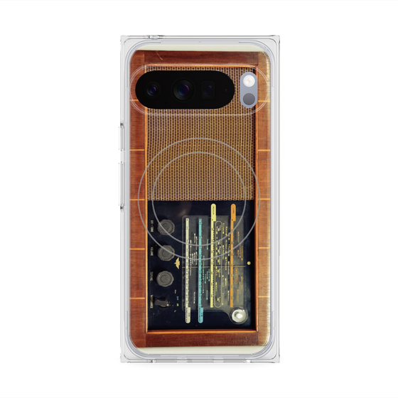 Premium Square Case with Pixelsnap［ RETORO RADIO - Brown ］