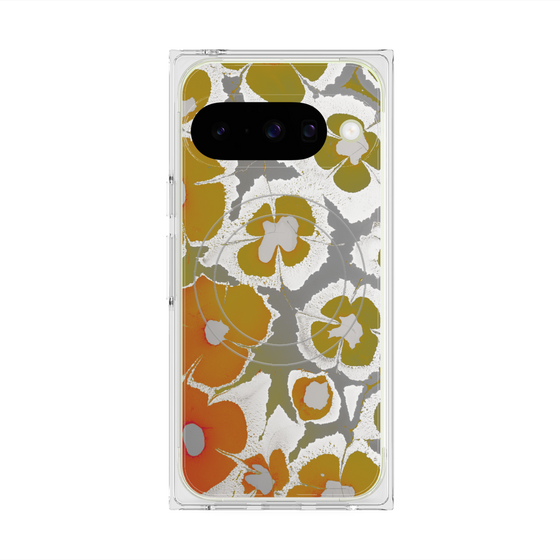 Premium Square Case with Pixelsnap［ y2k(Year2000) - Flower - Yellow Gray ］