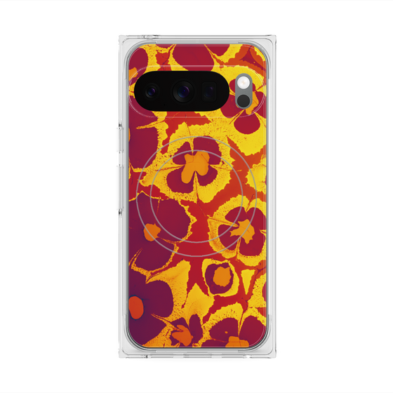Premium Square Case with Pixelsnap［ y2k(Year2000) - Flower - Orange purple ］