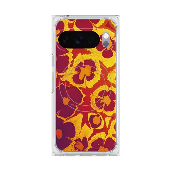 Premium Square Case with Pixelsnap［ y2k(Year2000) - Flower - Orange purple ］